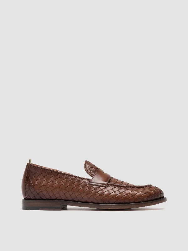 Stylish loafers for evening steps-OPERA 003 - Brown Leather Penny Loafers