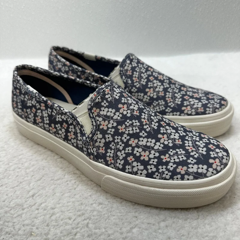 Flats for women with leg strain -Blue Shoes Flats Boat Keds, Size 7