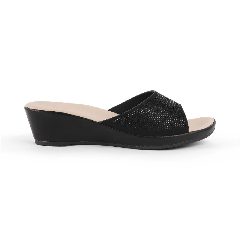 Breathable sandals for airy beach strolls-Tresmode Treyork Black Women's Dress Wedge Sandals