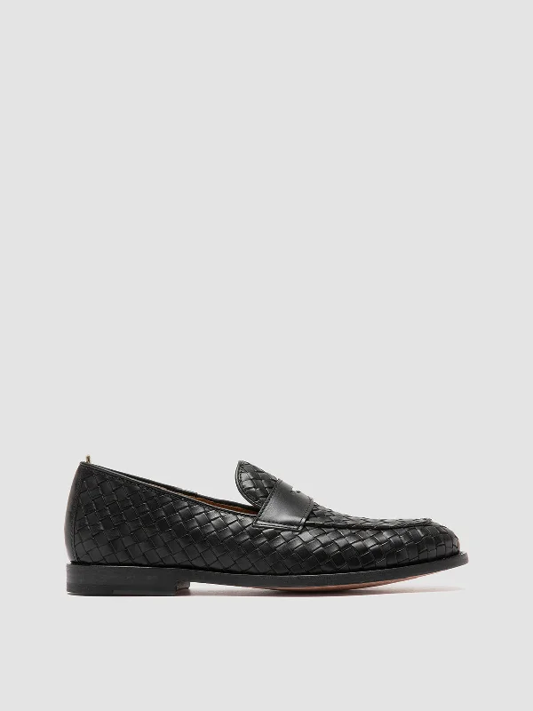 Soft loafers for warm steps-OPERA 003 - Black Leather Penny Loafers