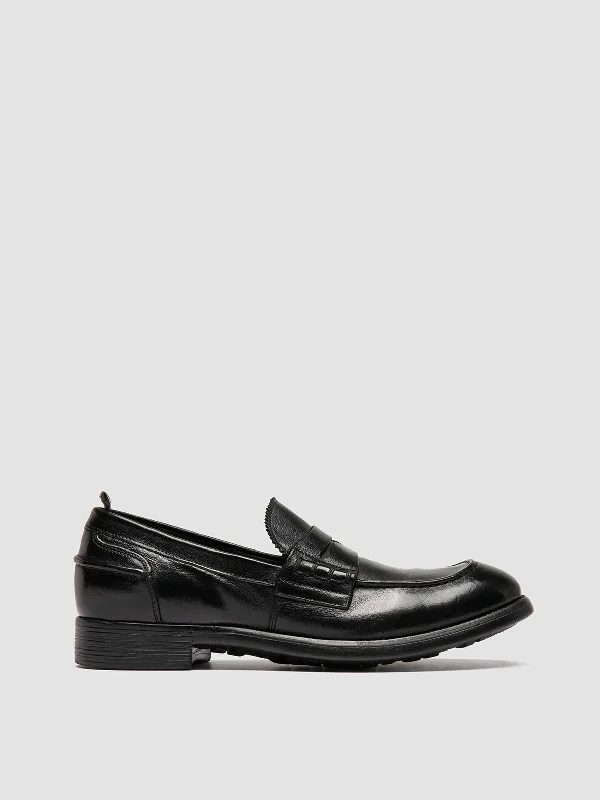 Slip-on loafers for fast comfort-CHRONICLE 056 - Black Leather Penny Loafers