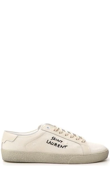 Premium athletic shoes for marathon runs-SAINT LAURENT Women's Classic Embroidered Court Sneakers