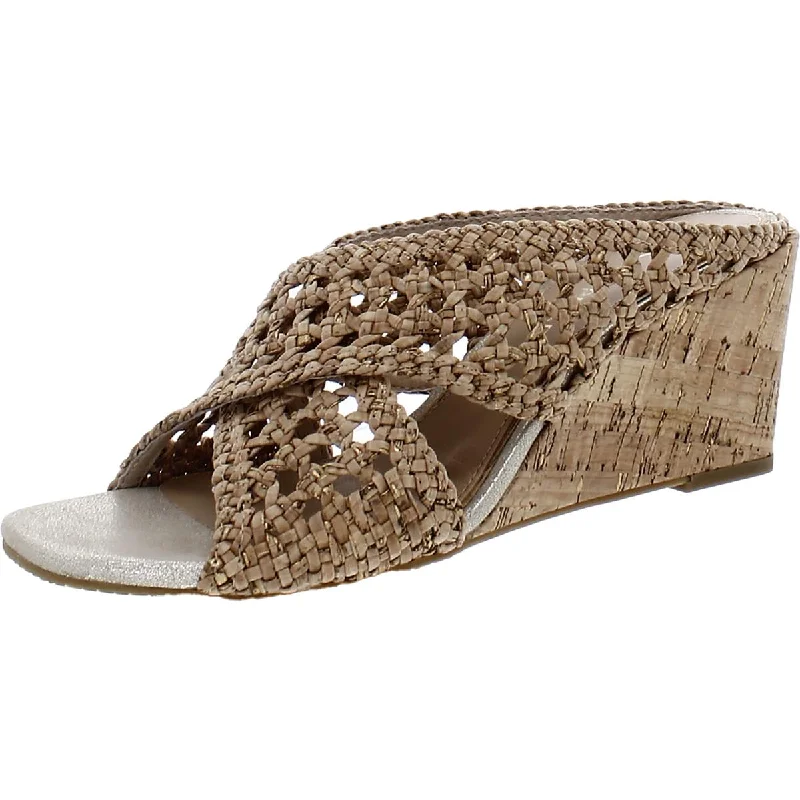 Waterproof sandals for tidal shore walks-Donald J. Pliner Womens Parisa Metallic Criss-Cross Wedge Sandals