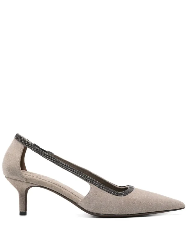 Slip-on high heels for ease -BRUNELLO CUCINELLI Mid Stiletto Pumps with Cut-Out Detailing