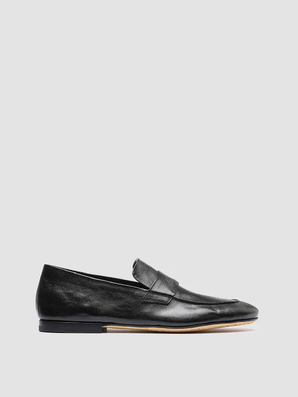 Comfortable loafers for daily steps-AIRTO 001 - Black Leather Penny Loafers