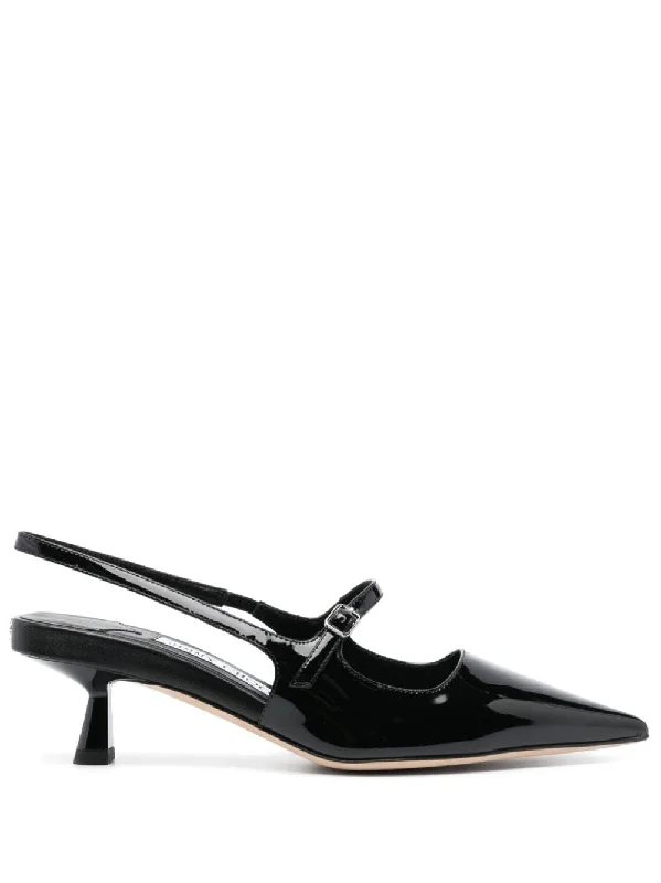 High heels for sustainable style -JIMMY CHOO Elegant Patent Leather Slingback Pumps 45mm