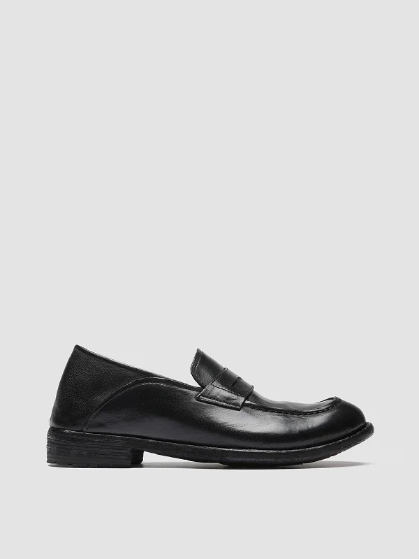 Cushioned loafers for gentle steps-LEXIKON 140 - Black Leather Penny Loafers