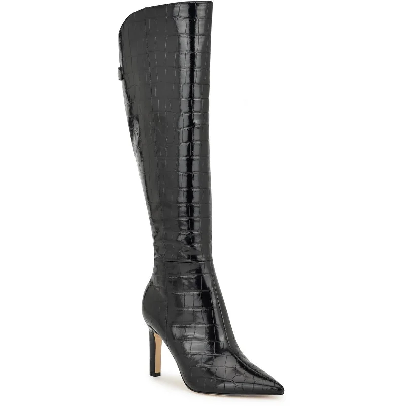 Boots with steady footbed layers -Nine West Womens Napts 3 Faux Leather Wide Calf Knee-High Boots