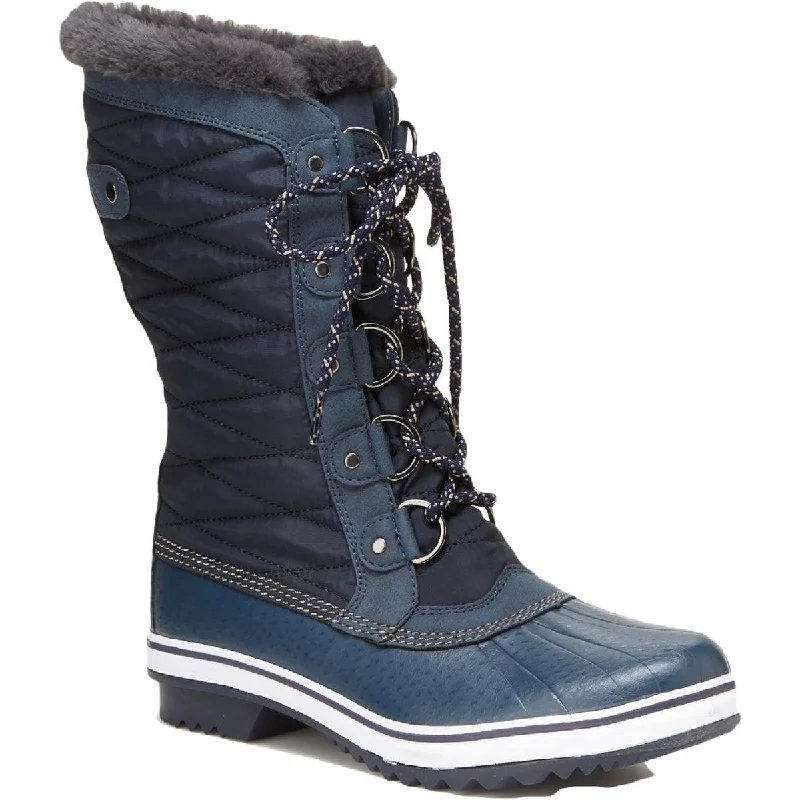 Boots with cozy upper linings -JBU by Jambu Womens Chilly Leather Faux Fur Lined Mid-Calf Boots