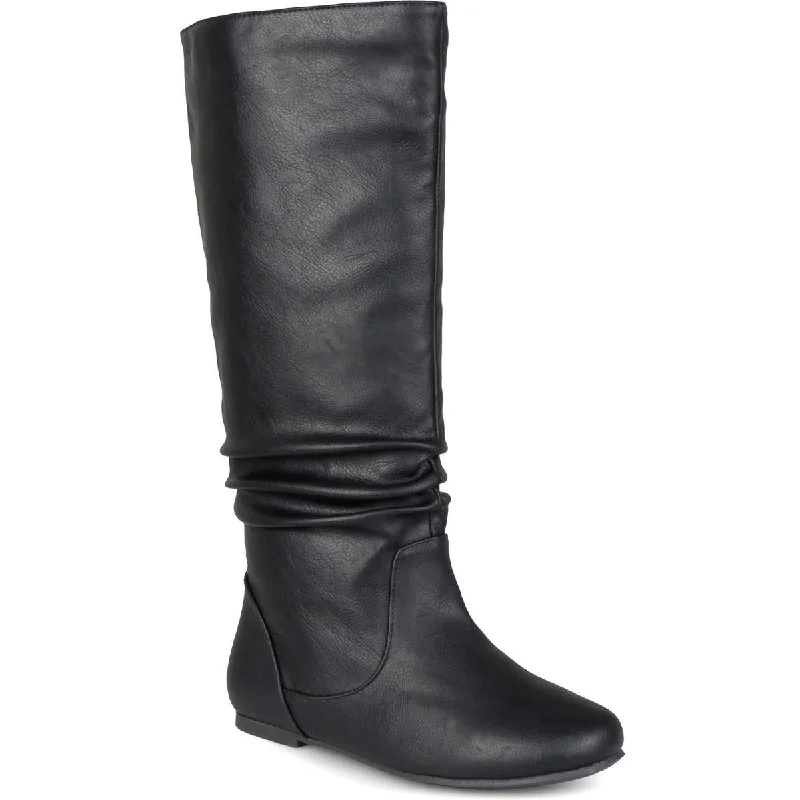 Boots with resilient sole designs -Journee Collection Womens Jayne Faux Leather Wide Calf Knee-High Boots