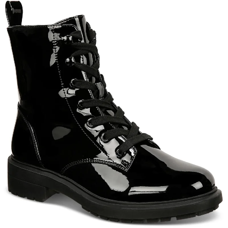 Boots for rainy snow vibes -Alfani Womens Terissa Patent Combat & Lace-Up Boots