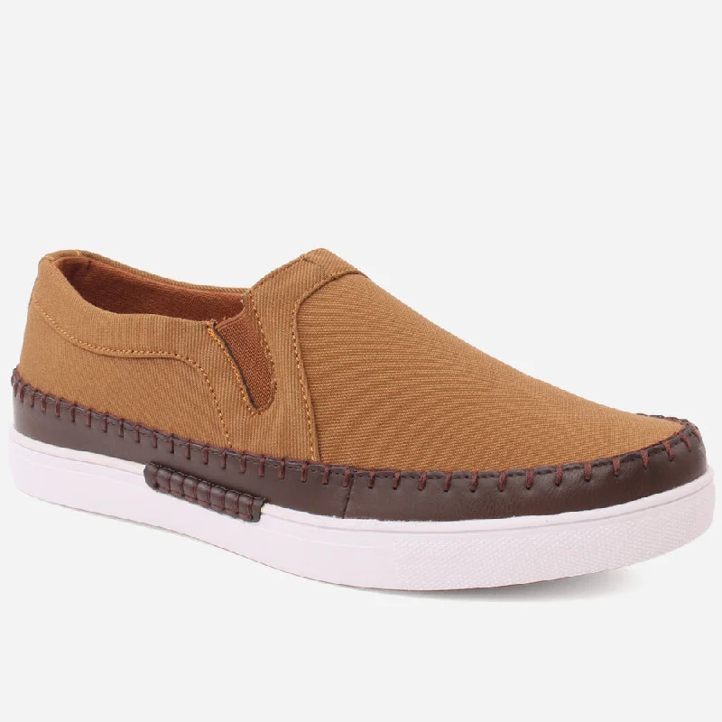 Soft loafers for warm trips-Men "HENDRIX" Shaded Stitched Detail Loafers Elastic Goring Boat Casual Trainers