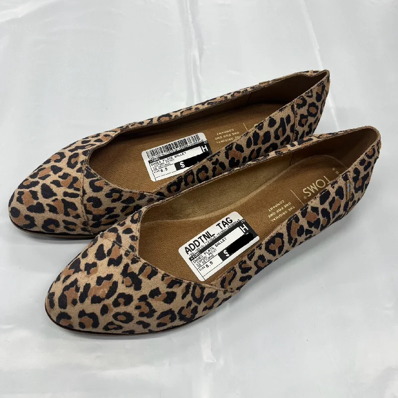 Flats with soft footbed cushioning -Shoes Flats Ballet By Toms In Leopard Print, Size: 8.5