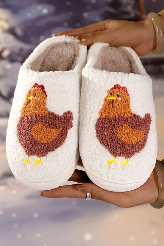 Slippers with plump fuzz -White Cute Turkey Fuzzy Winter Slippers