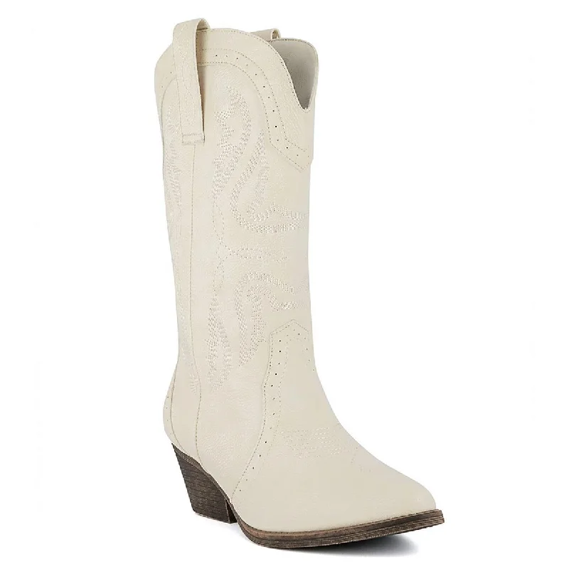 Boots with soft reflective hues -Sugar Womens Tammy Embroidered Mid-Calf Cowboy, Western Boots