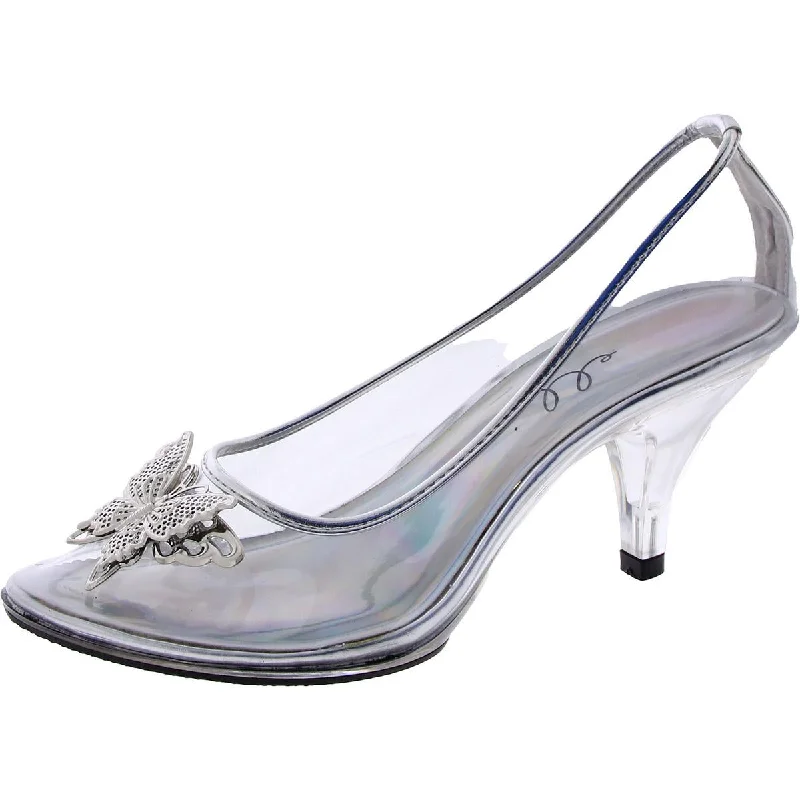 High heels with rugged leather -Ellie Womens Metallic Cone Heel Pumps