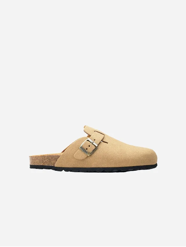 Slippers for indoor quiet time -Taro Comfort Men's Vegan Footbed Slippers | Beige