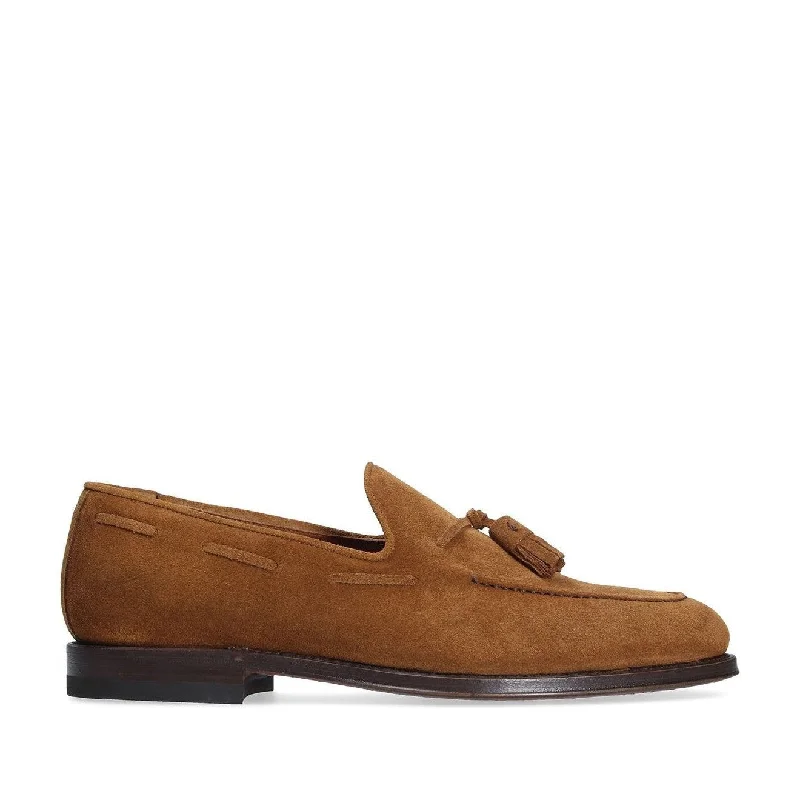 Affordable loafers for simple wear-Franceschetti Oliver Men's Shoes Tobacco Suede Leather Tassels Loafers (FCCT1015)