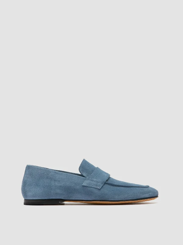 Fashionable loafers for warm steps-BLAIR 001 - Blue Suede Loafers