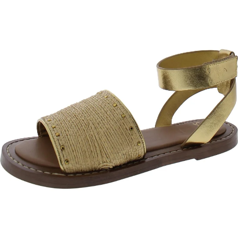 Trendy sandals for summer beach nights-Sarto Franco Sarto Womens Rosa 2 Leather Metallic Slide Sandals