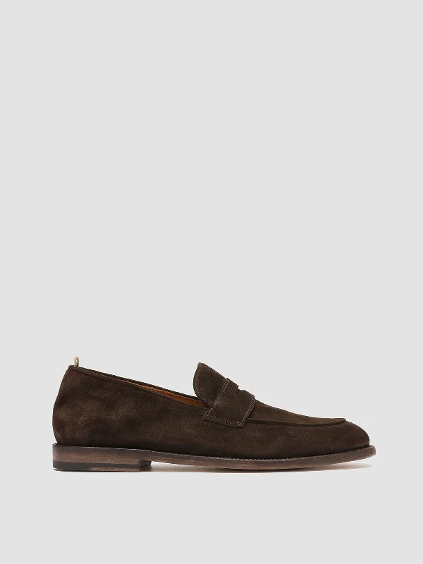 Durable loafers for busy steps-OPERA 001 - Brown Suede Penny Loafers