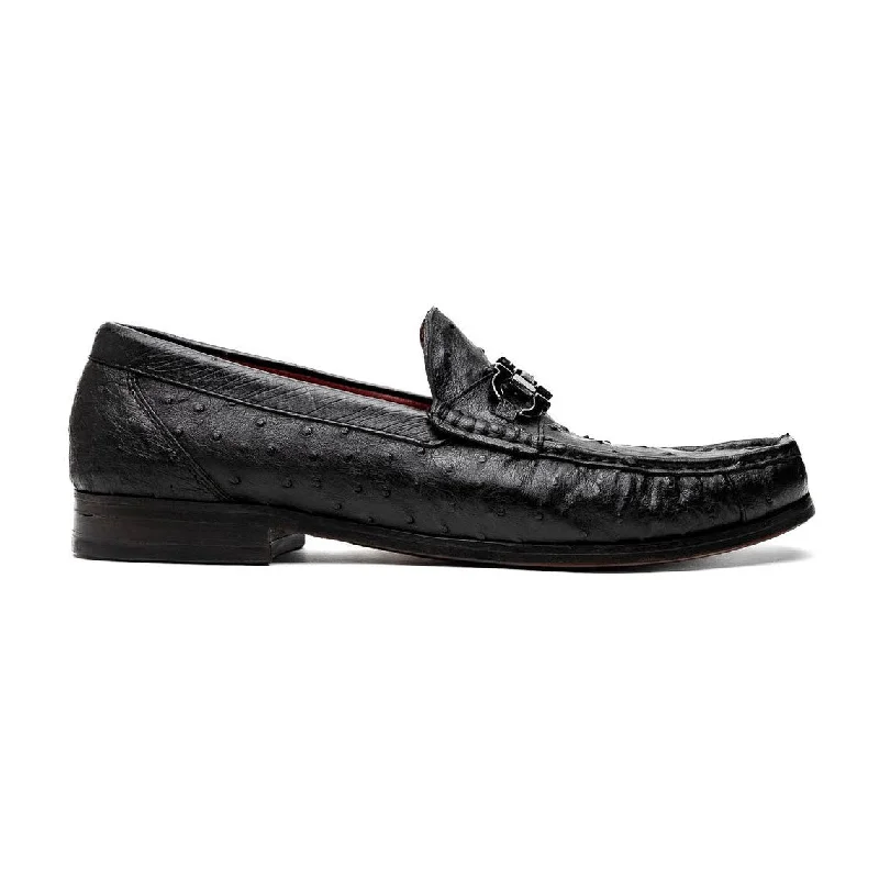 Trendy loafers for seasonal style-Marco Di Milano Ferrioni Men's Shoes Exotic Ostrich Horsebit Moccasin loafers (MDM1171)