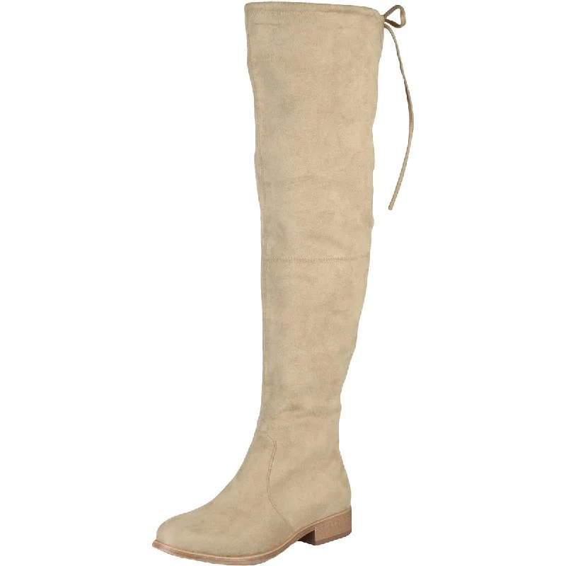 Boots with skid-proof sole designs -Journee Collection Womens Mount Faux Suede Wide Calf Over-The-Knee Boots