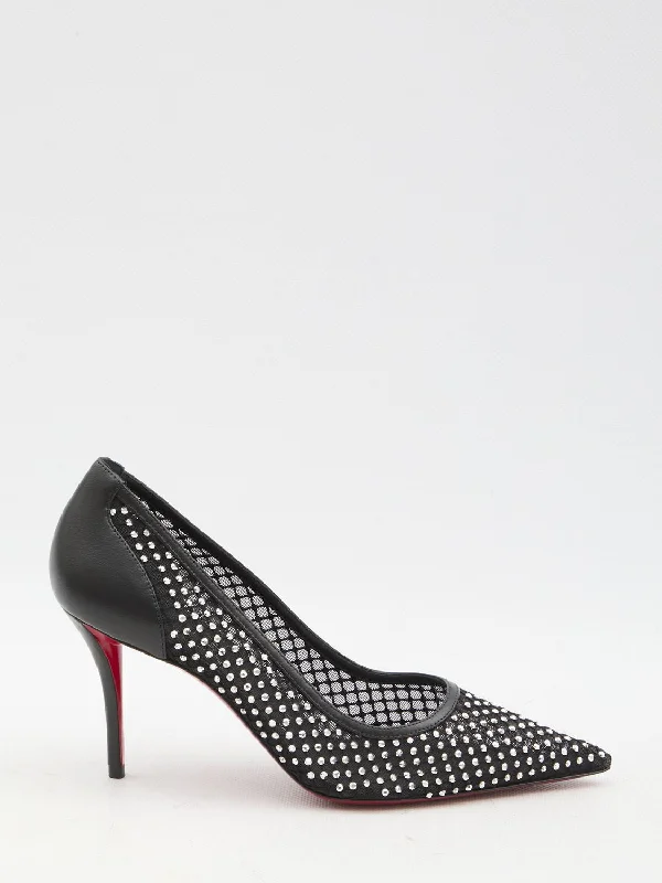 High heels with stretch fabric -CHRISTIAN LOUBOUTIN Strass Mesh Pumps with Stiletto Heel - 8cm