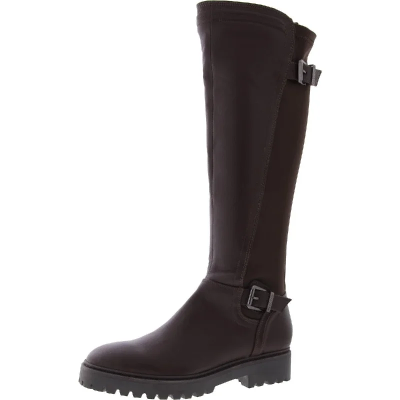 Boots with resilient sole designs -Kenneth Cole Reaction Womens Salt Lug TTK Biker Faux Leather Knee-High Boots