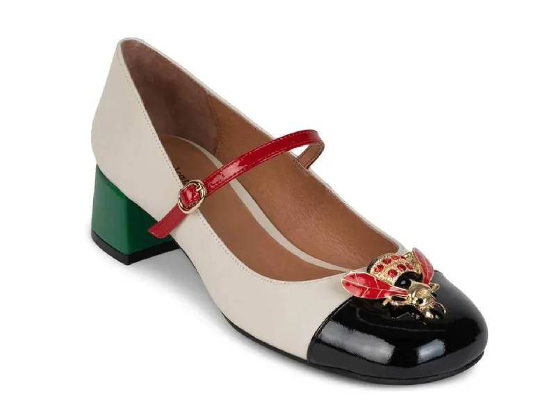 Slip-on high heels for busy days -Jeffrey Campbell: Jitterbug in Ivory, Black, Red & Green