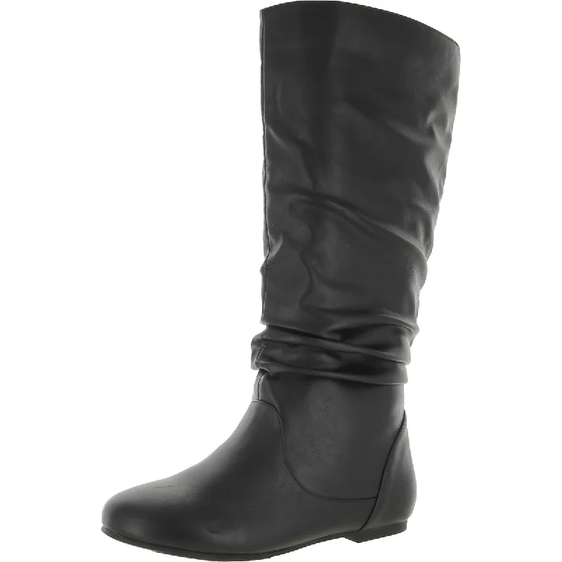 Boots with faint reflective tones -Journee Collection Womens Faux Leather Mid-Calf Boots