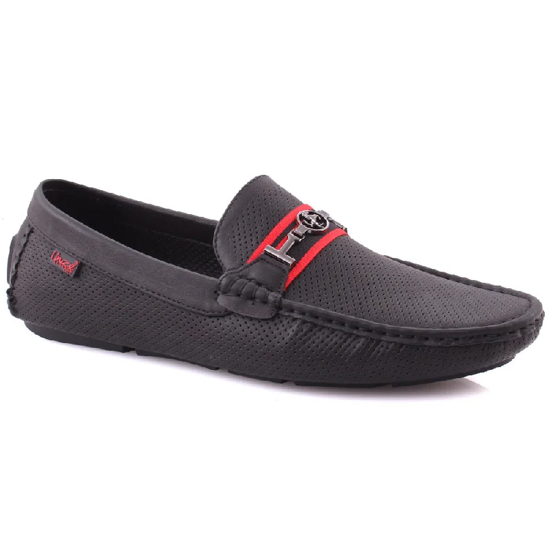 Best loafers for summer steps-Men's “HUGH” Perforated Urbane Penny Loafers