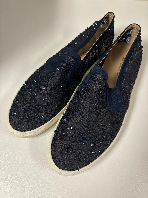 Flats with pliable fabric uppers -Navy Shoes Flats Antonio Melani, Size 7.5