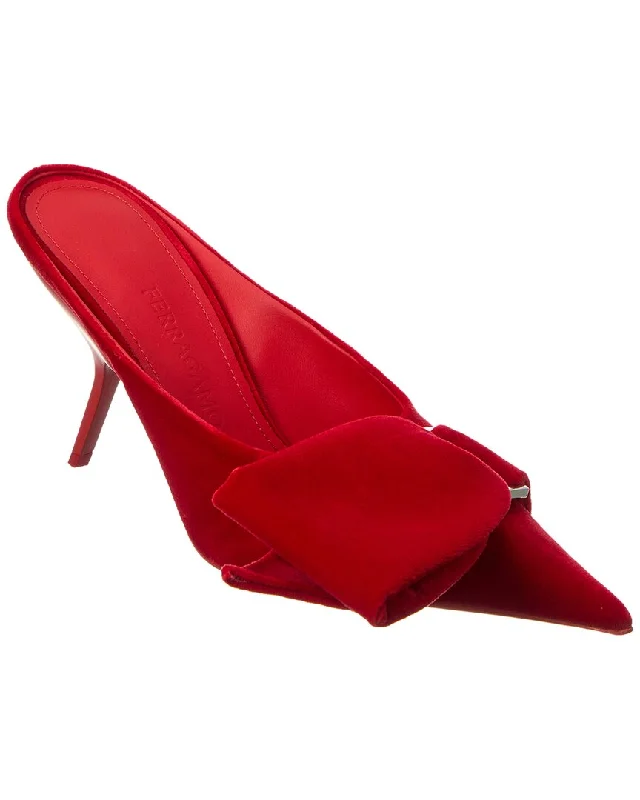 High heels with bold branding -Ferragamo Asymmetric Bow Velvet Pump