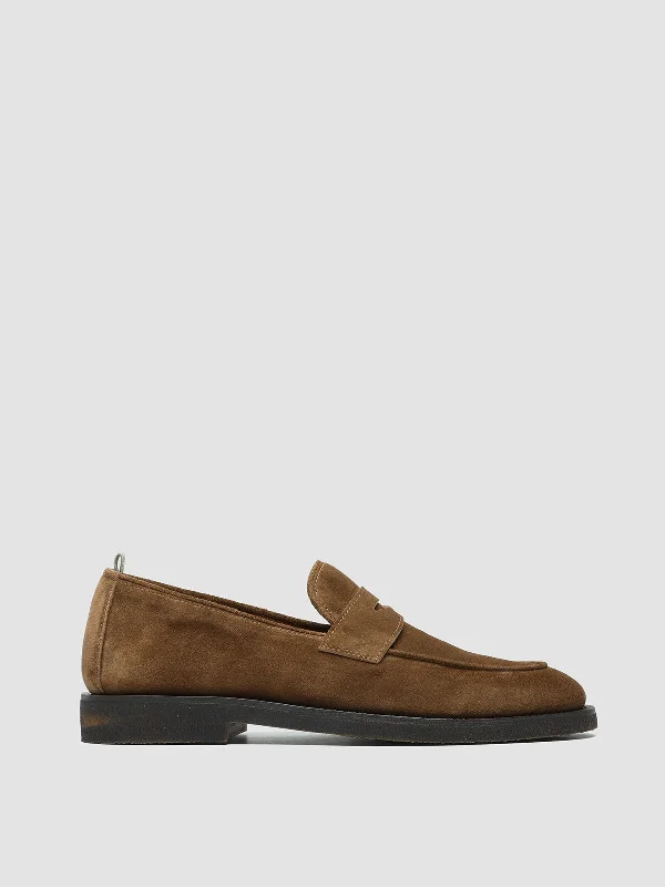 Slip-on loafers for easy comfort-OPERA FLEXI 101 - Brown Suede Penny Loafers