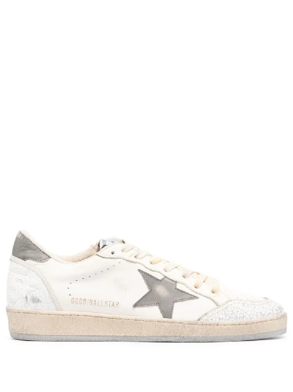 Breathable athletic shoes for hot days-GOLDEN GOOSE Men's Leather Star Sneakers