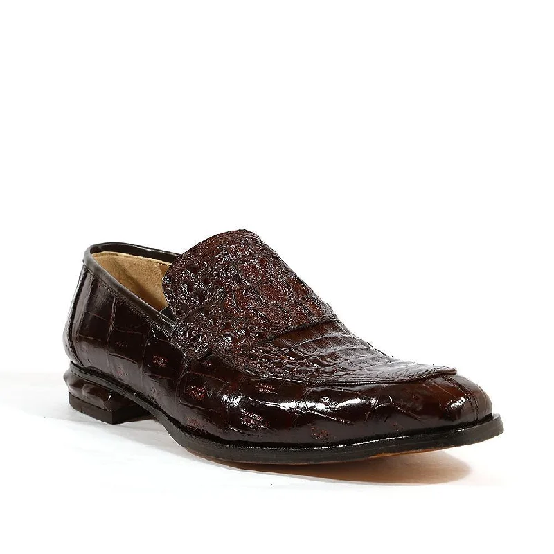 Comfortable loafers for long steps-Mauri Italian Men's Shoes Sport Rust Romeo Hornback Crocodile Loafers 4615 (MA1110)