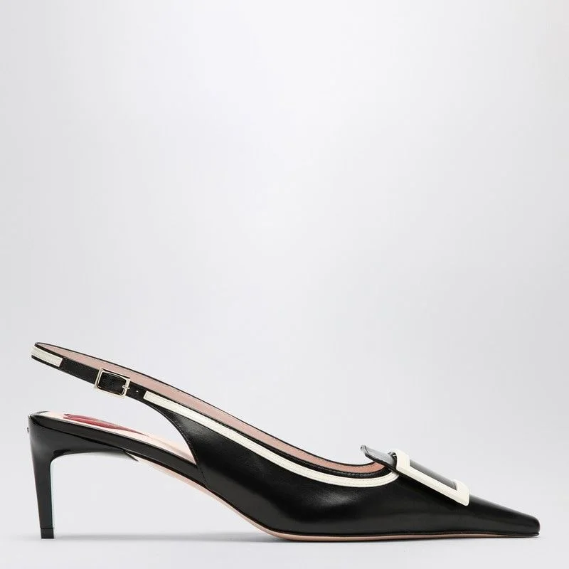 Slip-on high heels for vacations -ROGER VIVIER Sleek Leather Slingback Pumps