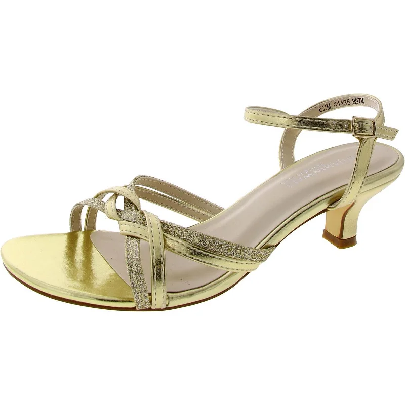 Durable sandals for tough coastal nights-Benjamin Walk Womens Mela Metallic Ankle Strap Strappy Sandals