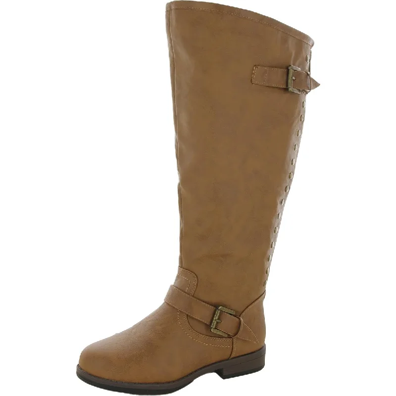 Boots for outdoor frost dinners -Journee Collection Womens Faux Leather Extra Wide Calf Knee-High Boots