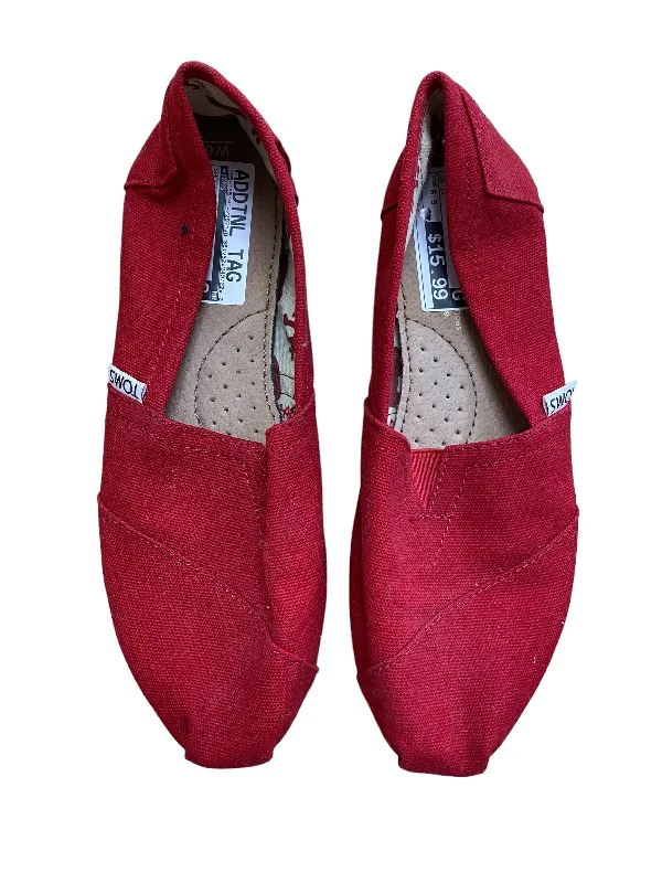 Flats for women with stiff knees -Red Shoes Flats Toms, Size 6.5