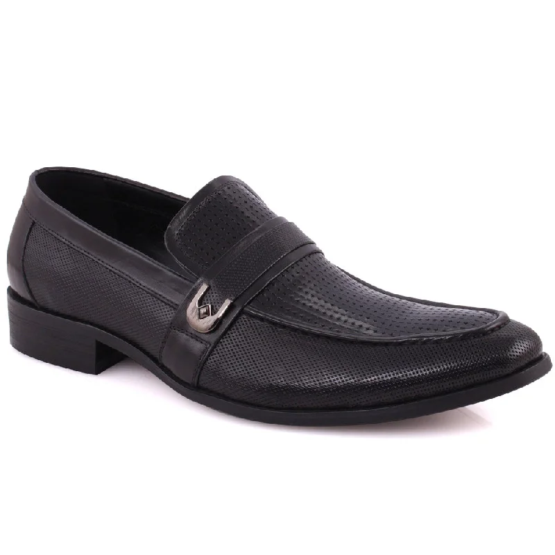 Cheap loafers for relaxed trips-Men “ANGUS” Perforated Belted Loafers