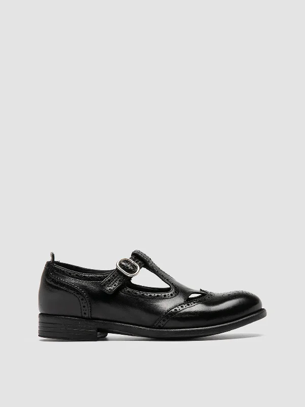 Breathable loafers for airy comfort-CALIXTE 066 - Black Leather Maryjane Loafers