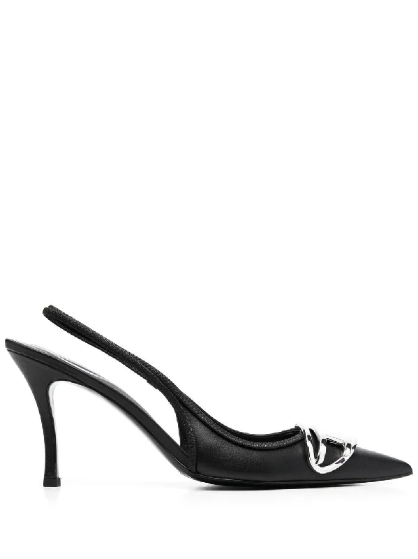 High heels for rainy nights -DIESEL Sleek Leather Slingback Pumps