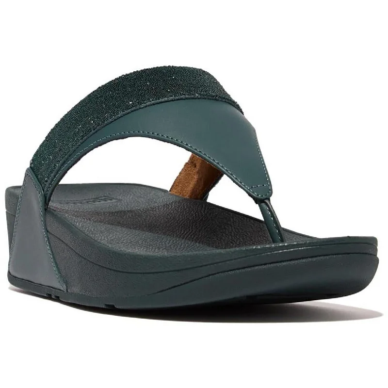 Soft sandals for gentle coastal nights-Fitflop Womens Lulu Leather Embellished Thong Sandals