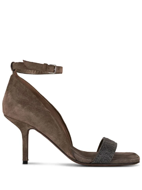 High heels for outdoor tours -BRUNELLO CUCINELLI Stylish Leather Pumps with Stiletto Heel - 80mm