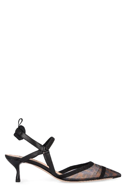 High heels with cool mesh -FENDI Chic Sling Back Pumps with Monogram Design