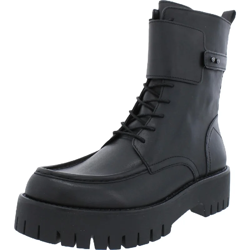 Boots with crisscross strap accents -Sarto Franco Sarto Womens Dana Leather Round Toe Combat & Lace-up Boots