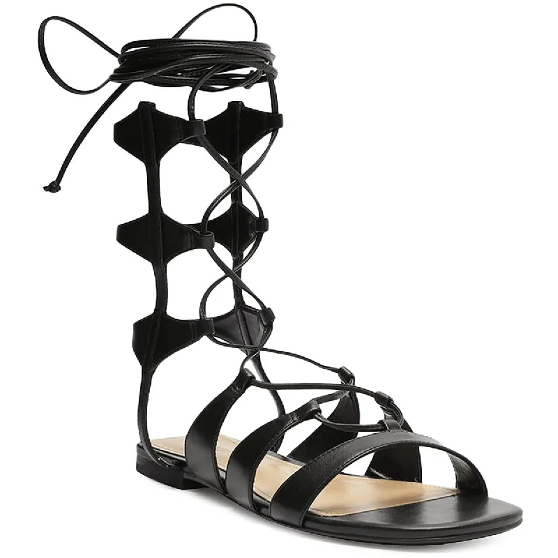 Best sandals for summer seaside nights-Schutz Womens Cassia Flat Leather Casual Gladiator Sandals