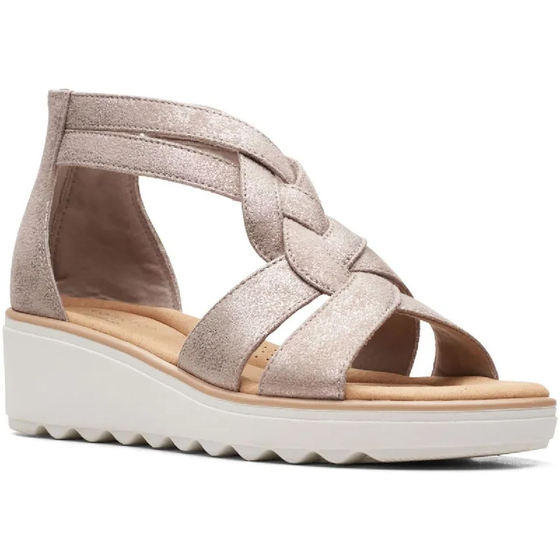 Non-slip sandals for rocky beach walks-Clarks Womens Jillian Bright Slip On Dressy Wedge Sandals